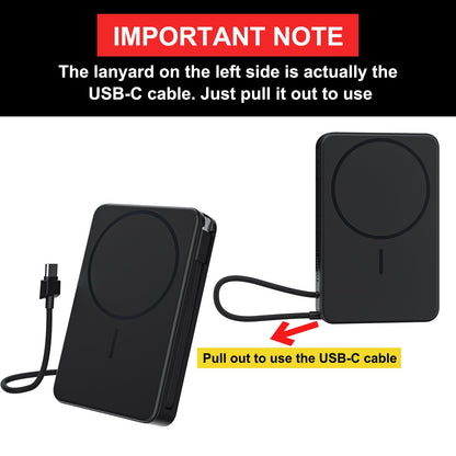 Magnetic Power Bank, 10,000mAh Wireless Portable Charger for Mag-Safe 15W Fast Charging, Battery Pack with USB-C/Lightning Cable 22.5W in/Out for iPhone 17/16/15/14/13/12 Series, AirPods & More - Available at All In One Marketplace Canada