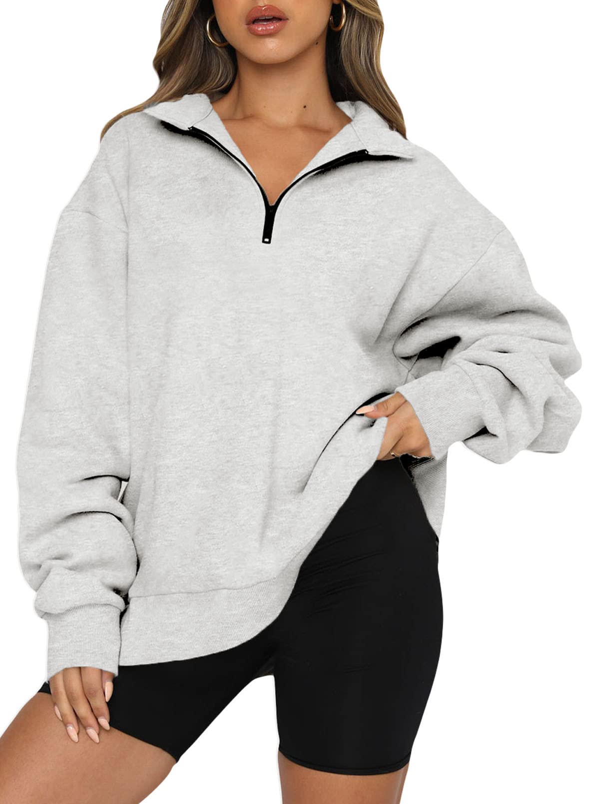 BLENCOT Half Zip Pullover Women Oversized Fleece Sweatshirt Workout Tops S 🍁 All In One Marketplace Canada
