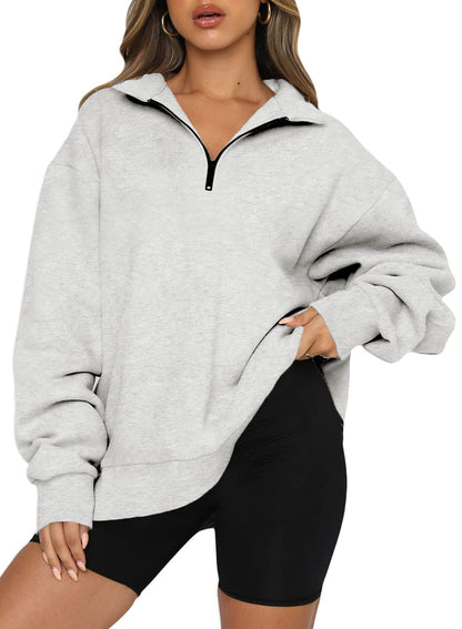 BLENCOT Half Zip Pullover Women Oversized Fleece Sweatshirt Workout Tops S 🍁 All In One Marketplace Canada