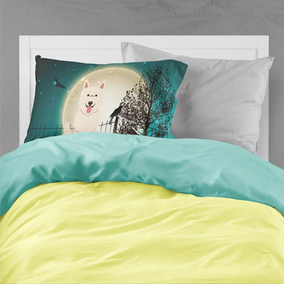 Taie d'oreiller décorative Caroline's Treasures BB2235PILLOWCASE, motif Halloween effrayant avec berger allemand blanc, tissu léger, ultra-doux et facile d'entretien, format standard