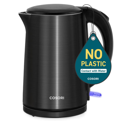 Cosori Stainless Steel Electric Kettle, 1.5L Double Wall, Cordless, Black 🍁 All In One Marketplace Canada