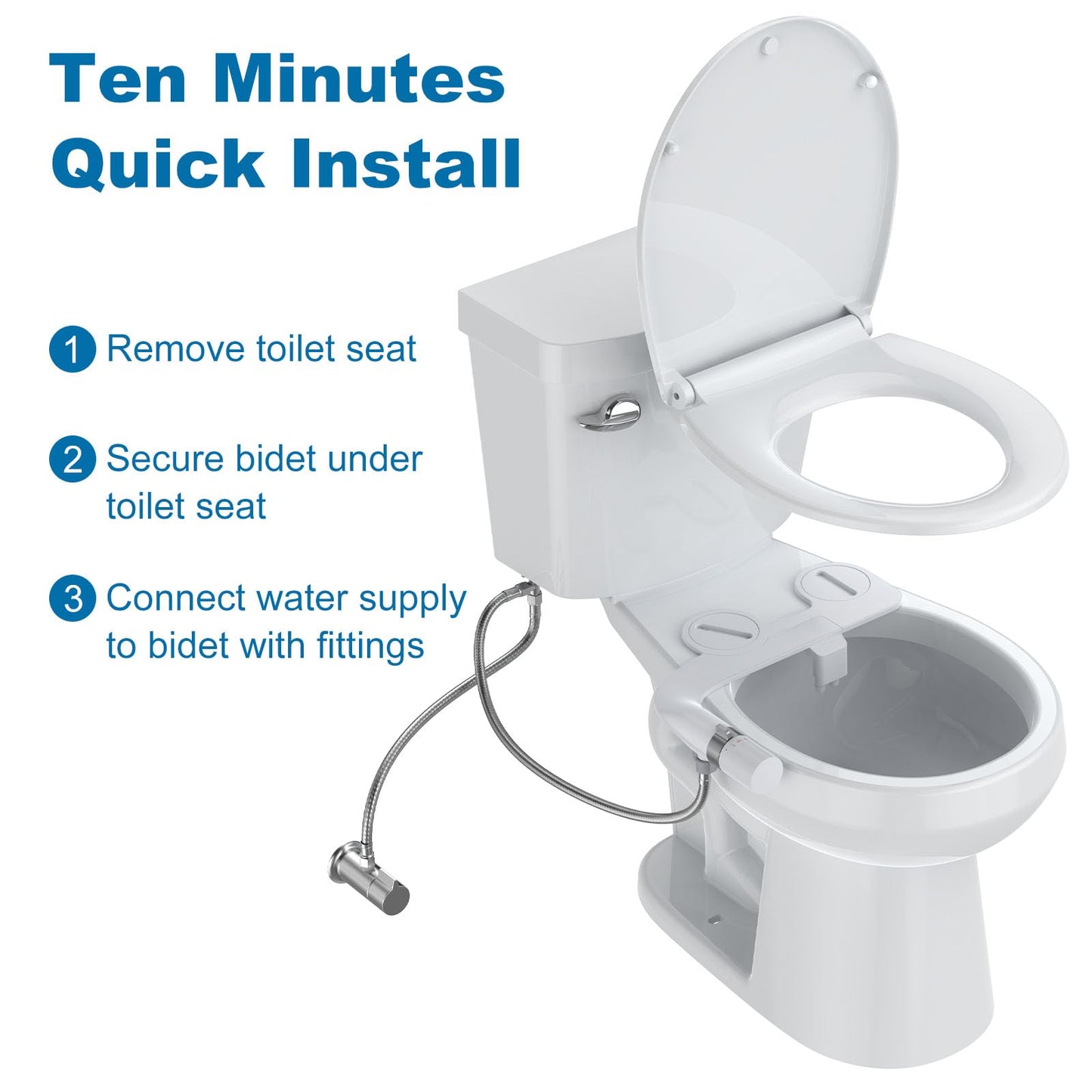 Ultra-Slim Bidet Attachment for Toilet, Adjustable Water Pressure for Rear/Feminine Wash Bidet, Non Electric Self Cleaning Fresh Cold Water Toilet Bidets Spray Jet Easy Install (Silver) ExploreHorizon