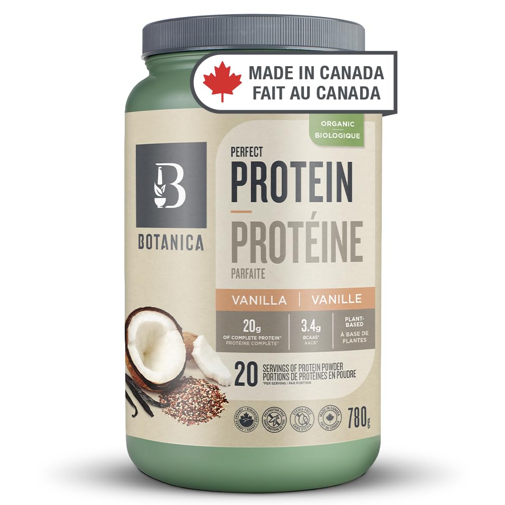 Botanica Organic Vegan Perfect Protein Powder – Plant-Based, Gluten Free, Stevia & Sugar Free – 20 g Protein + 3.4 g BCAAs per Serving, Vanilla, 780 g