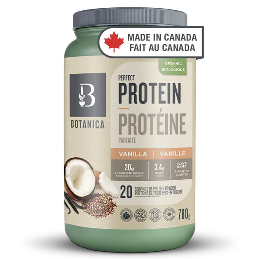 Botanica Organic Vegan Perfect Protein Powder – Plant-Based, Gluten Free, Stevia & Sugar Free – 20 g Protein + 3.4 g BCAAs per Serving, Vanilla, 780 g