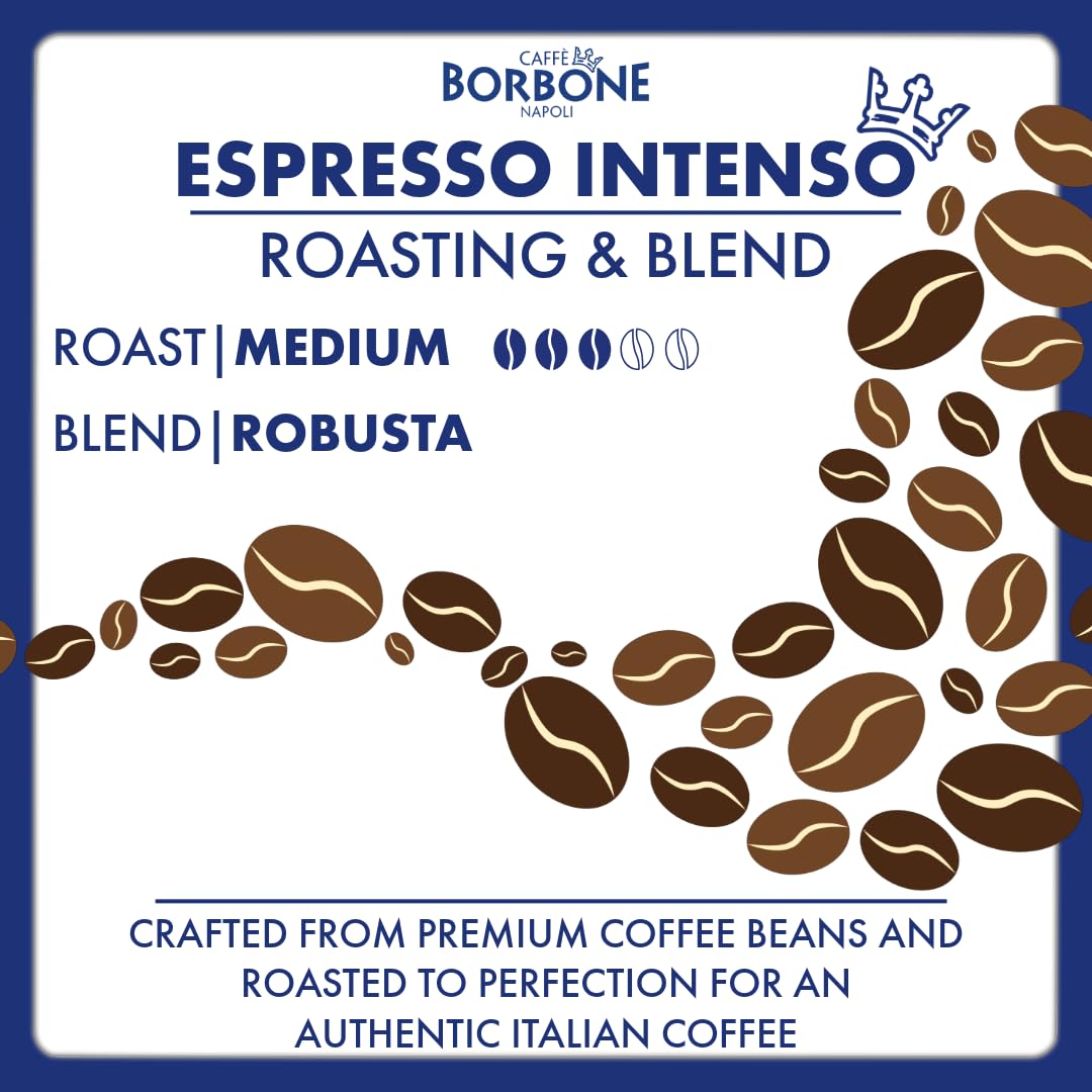 Caffè Borbone Espresso Intenso Whole Bean Coffee – Premium Italian Robusta Blend, Medium Roast, 2.2 lb