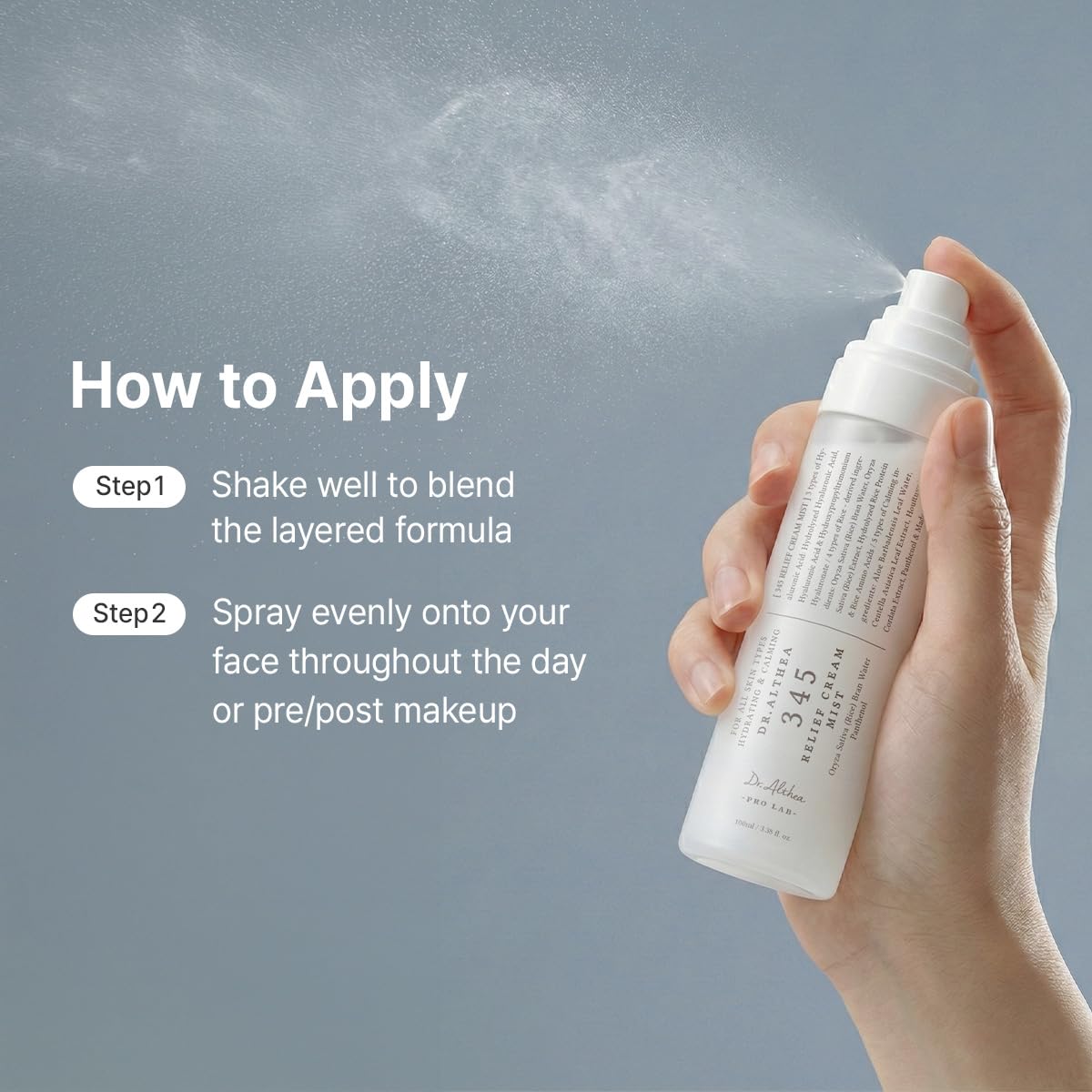 Dr.Althea 345 Relief Cream Mist | Hydrating Facial Mist with Rice Extract | Soothing Care for Sensitive Skin | Vegan Korean Skincare, 100ml - Available at All In One Marketplace Canada