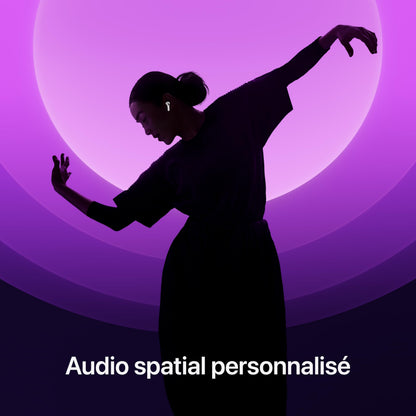 Écouteurs sans fil Apple AirPods 4, Casque Bluetooth, Audio spatial personnalisé, Résistants à la sueur et à l'eau, Boîtier de charge USB-C, Puce H2, Jusqu'à 30 heures d'autonomie
