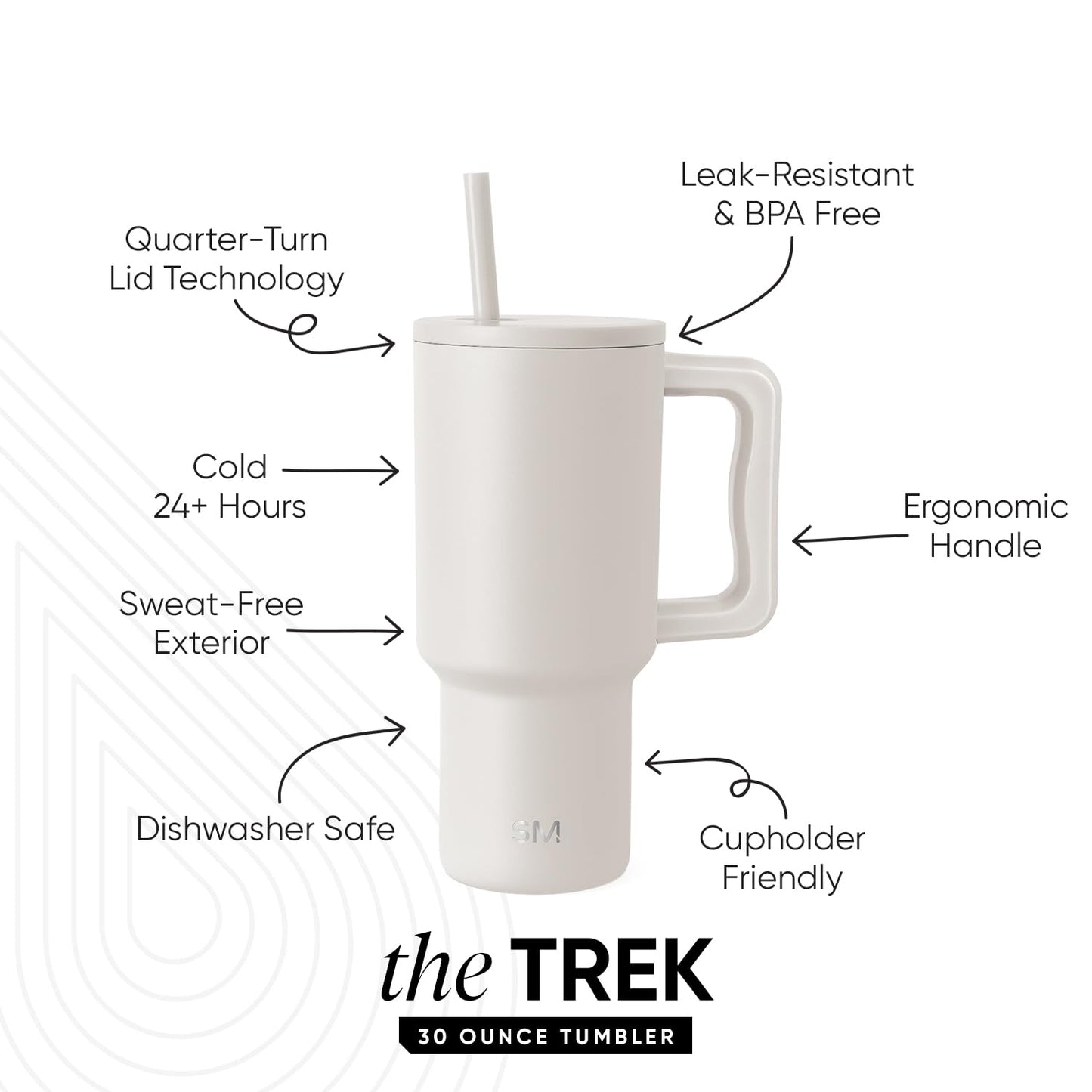 Simple Modern Tumbler with Handle and Straw | 30oz | Beige Simple Modern