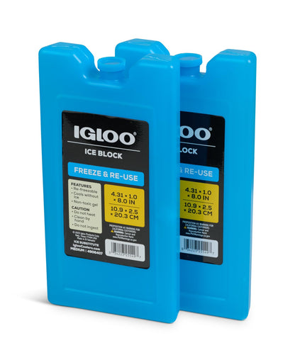Igloo Medium MaxCold 2 Pack Ice Blocks, Reusable Ice Packs for Coolers, Freezer Packs, Long Lasting Ice Blocks