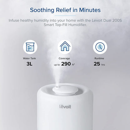 Levoit Smart Humidifiers for Bedroom, Top Fill, Essential Oil Diffuser