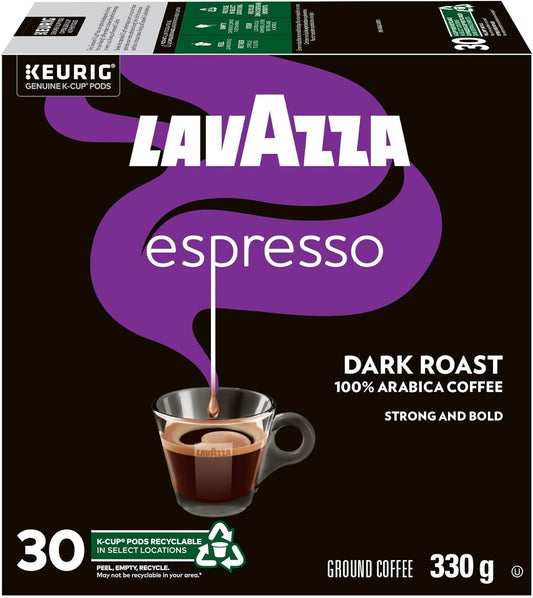 Lavazza Espresso Dark Roast K-Cup Coffee Pods, 30 Count For Keurig Coffee Makers
