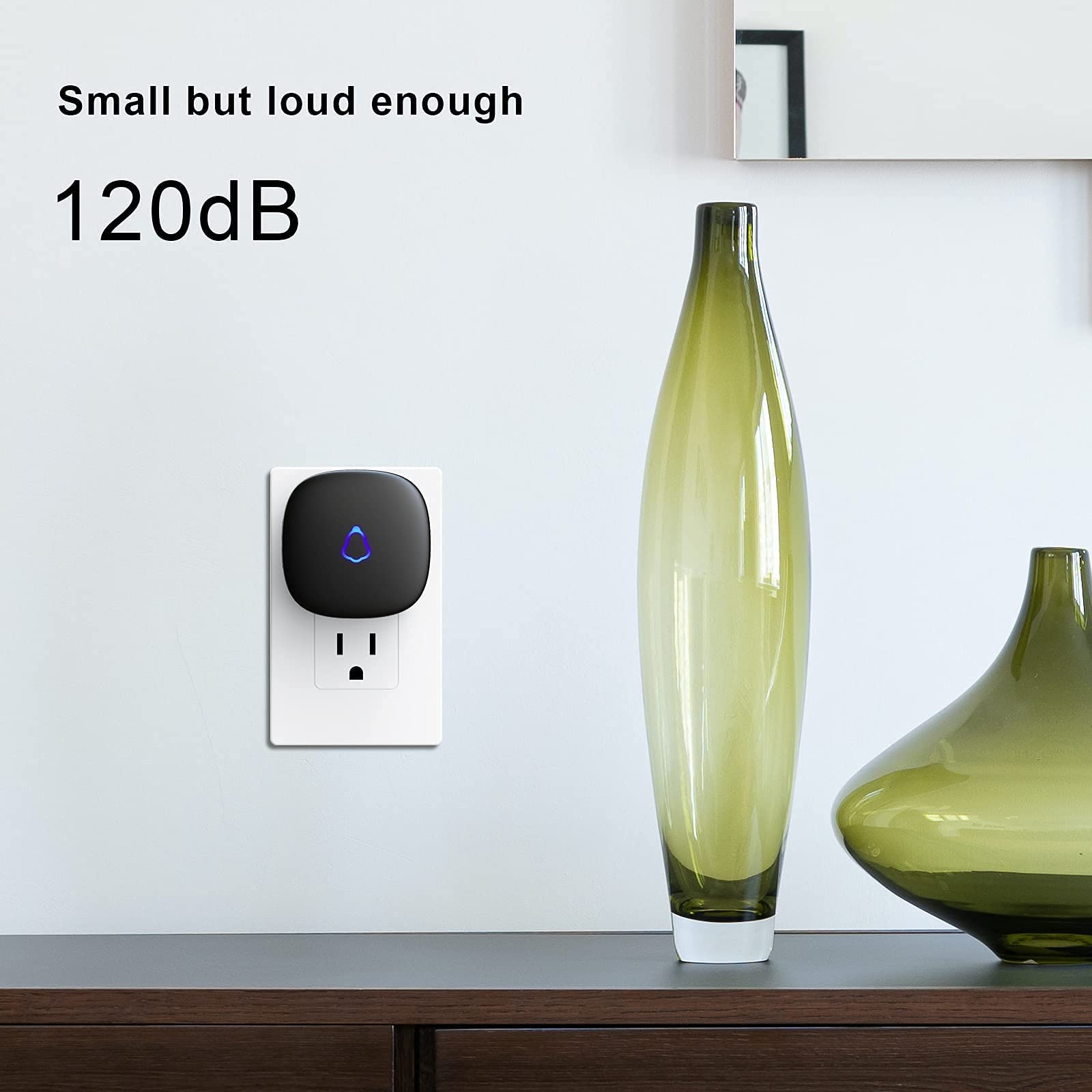 SECRUI Wireless Doorbell, Easy Installation, Adjustable Volumes, 58 Chimes, 1000Ft Operating Range, LED Indicator, Black