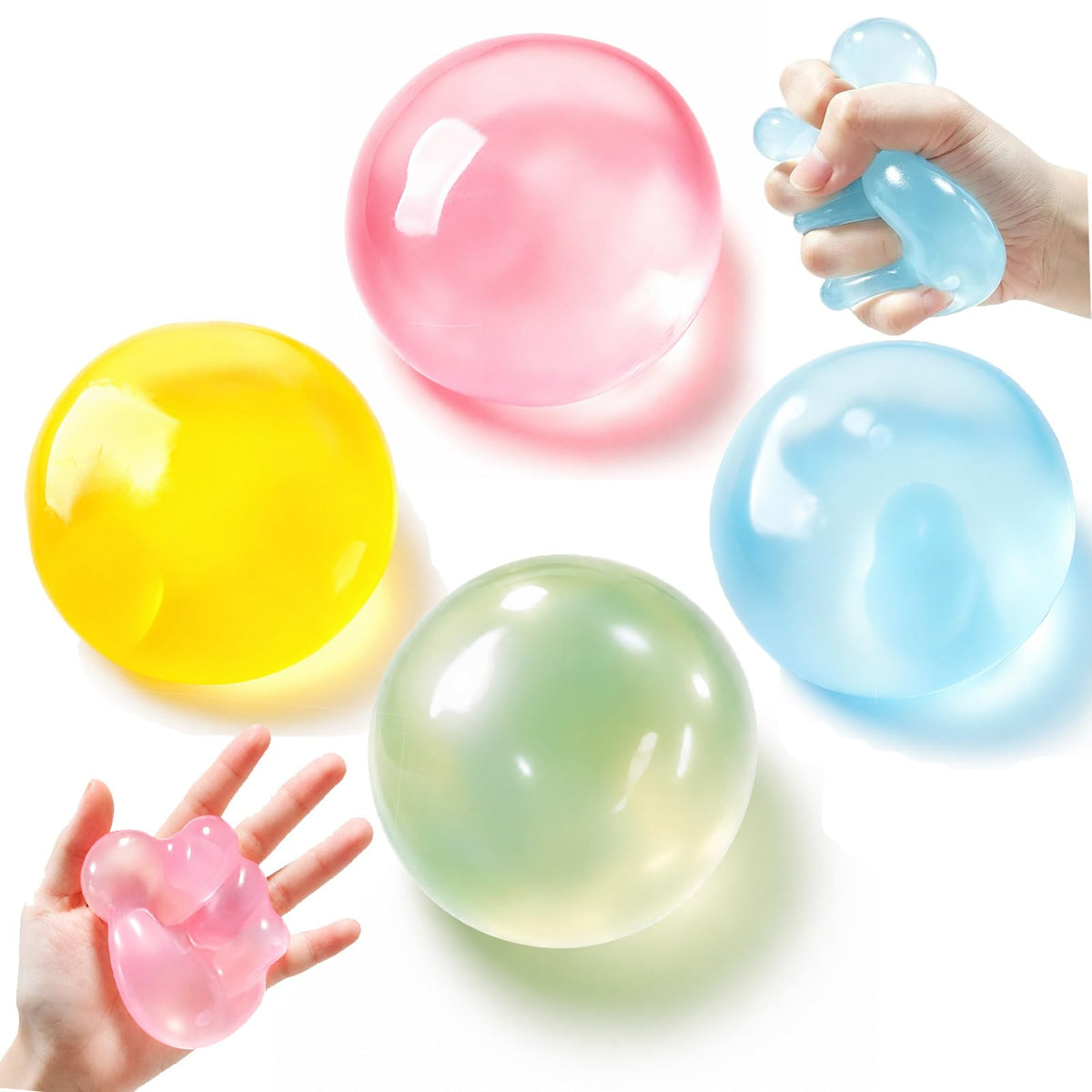 4Pcs Coconut Oil Squishy, Coconut Oil Stress Ball, Soft Sensory Squishy Balls, Fidget Squeeze Toy for Adults & Student Party Favors Christmas Birthday Gift, Stress Relief & Focus 🍁 All In One Marketplace Canada