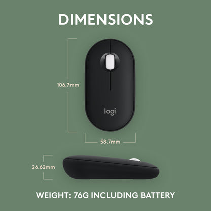 Logitech Pebble Mouse 2 M350s Slim Bluetooth Wireless Portable - Black