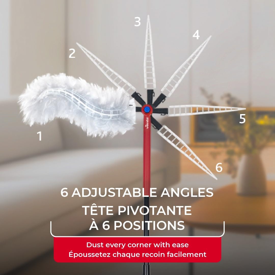 Vileda Duster | Flex & Catch Heavy Duty Dusting Kit with 15 Disposable Duster Refills | Extendable 3 Ft Handle with Secure Hook | Traps 3X More Dust Than Feather Dusters - Available at All In One Marketplace Canada