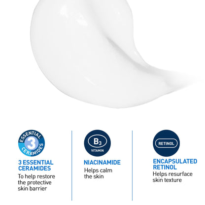 CeraVe Resurfacing Retinol Serum For Face with Niacinamide. Helps even Skin Tone & Smoothness, Post-Acne Marks & Pore Minimizer. Gentle, Fragrance-free, Non-Comedogenic, Safe for Sensitive Skin, 30ML