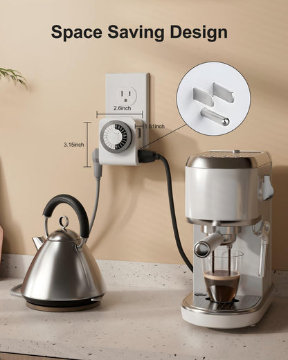 BN-LINK Indoor Dual Outlet Timers, Heavy-Duty Mechanical, 24-Hour, 3-Prong Design with 30-Minute Intervals for Lamps, Indoor Lighting, and Christmas Lights, White, 15A, 1875W, 2 Pack 🍁 All In One Marketplace Canada