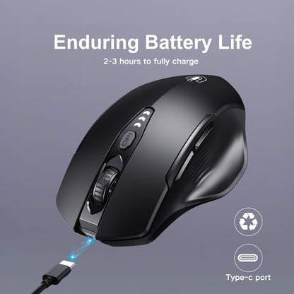 Bluetooth Mouse,[Upgraded] Wireless Mouse Rechargeable,Tri-Mode (BT 5.0/4.0+2.4G Hz),Computer Mouse with Visible Battery Level, 4 Adjustable DPI, Portable PC Mouse for MacBook Chromebook,Black