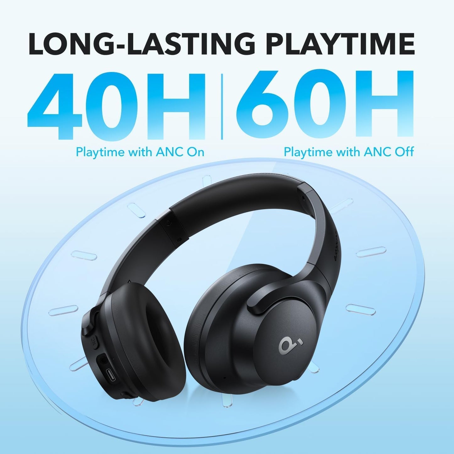 soundcore by Anker Q20i Hybrid Active Noise Cancelling Headphones, Wireless Over-Ear Bluetooth, 40H Long ANC Playtime, Hi-Res Audio, Big Bass, Customize via an App, Transparency Mode, Ideal for Travel - Available at All In One Marketplace Canada