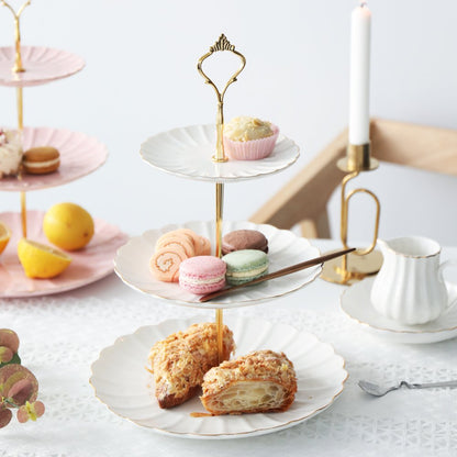 Pukka Home 3 Tier Ceramic Cake Stand Wedding, Dessert Cupcake Stand for Tea Party Serving Platter 🍁 All In One Marketplace Canada
