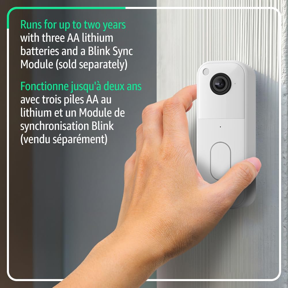 Blink Video Doorbell – Head-to-toe HD view, two-year battery life, and simple setup. Required Sync Module not included – Add-On (White) - Available at All In One Marketplace Canada