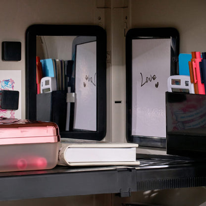 LockerMate 6-Piece Locker Organizer Kit, Includes Mirror, Whiteboard, Storage Cup & Dry Erase Marker, Black (5096-BLK)