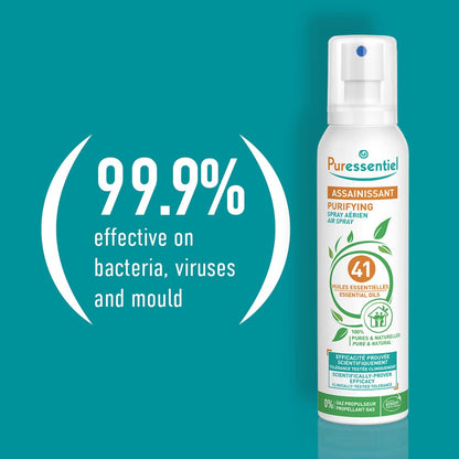 Puressentiel Purifying Air Spray - 41 Essential Oils - Home, Car & Textile Air Purifier & Freshener, Odor Elimiator - 100% Natural Origins - 200ml