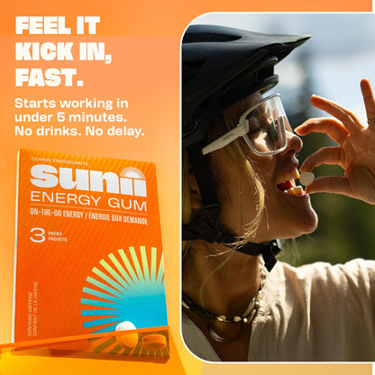 Sunii Nootropic Energy Gum - Quick Boost Energy & Focus - 100mg Caffeine Gum, Fresh Mint Taste - Vitamins B6 & B5, Taurine, Vegan, No Sugar, 5 Calorie, Faster than Chews, Drinks, Gels & Pills (24pcs) 🍁 All In One Marketplace Canada