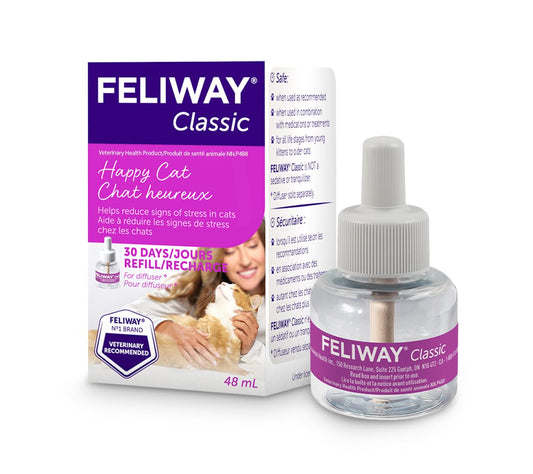 FELIWAY Classic Diffuser Refill, Promotes Calmness in Cats & Kittens, VHP Registered NN.P4B8, includes 1 Refill, Lasts 30 Days, Cat Calming Pheromones, 48ml
