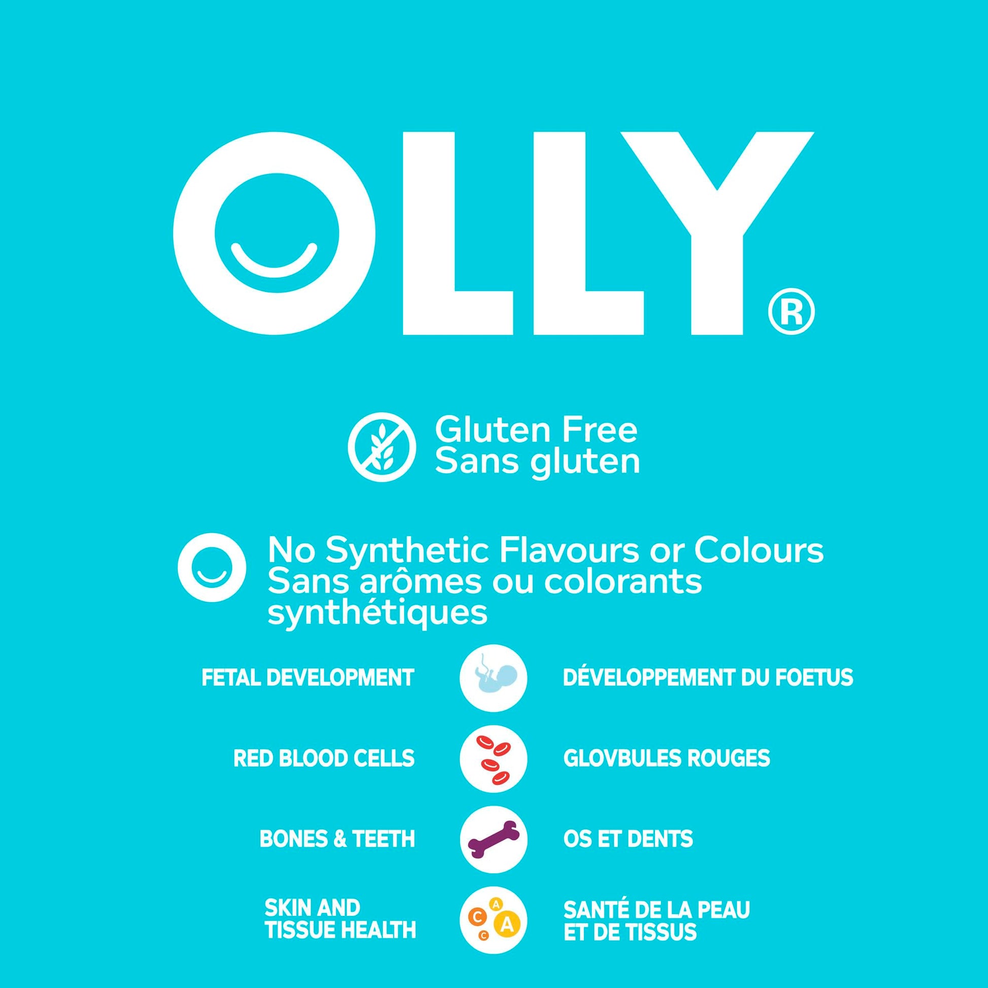 OLLY Prenatal Gummy Supplement Sweet Citrus Multivitamin to help support Mommy & Baby, with no artificial flavours and colours, 30 day supply (60 gummies)