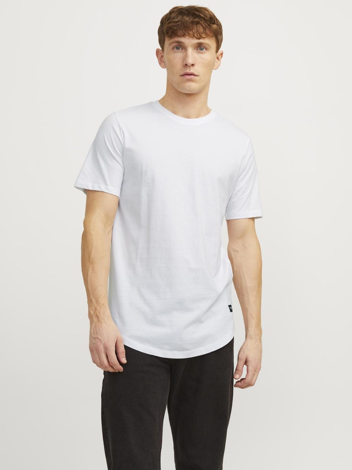 JACK & JONES Men's Long Line Fit T-Shirt JJENOA TEE SS Crew Neck NOOS White Medium JACK & JONES