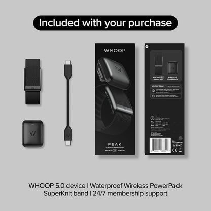 WHOOP Peak – 12-Month Membership – 5.0 Health and Fitness Wearable – 24/7 Activity and Sleep Tracker with Heart Rate, HRV, Stress Monitor, Personalized Coaching, Healthspan – 14+ Days Battery Life