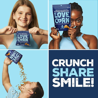 LOVE CORN Sea Salt Roasted Corn Snack - 21 Pack (0.7oz Each) - Gluten Free, Kosher & Non-GMO