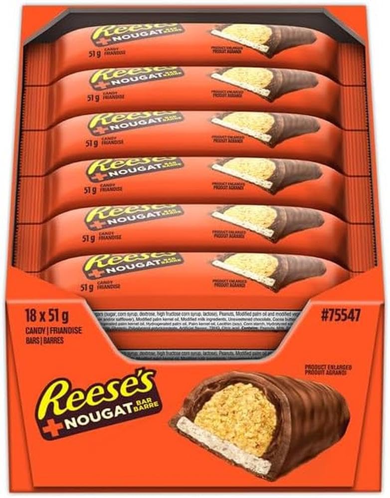 REESE'S + Nougat Peanut Butter Candy Bar, 51g (18-Pack)