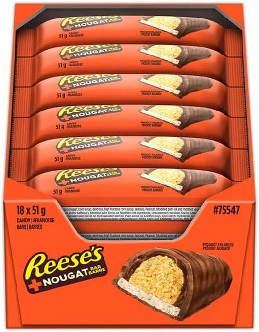 REESE'S + Nougat Peanut Butter Candy Bar, 51g (18-Pack)