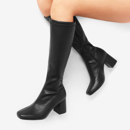 DREAM PAIRS Women Knee High Chunky Gogo Boots,Black/Pu,8 🍁 All In One Marketplace Canada