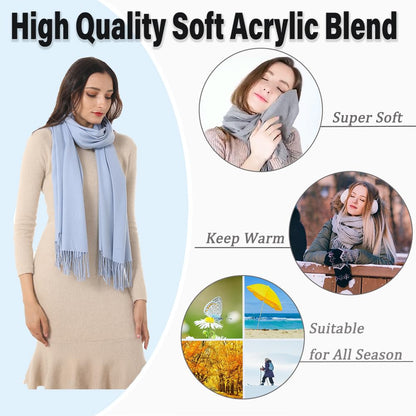 Women's Scarf Pashmina Shawls and Wraps 79x28 Acrylic Blend Blue 🍁 All In One Marketplace Canada