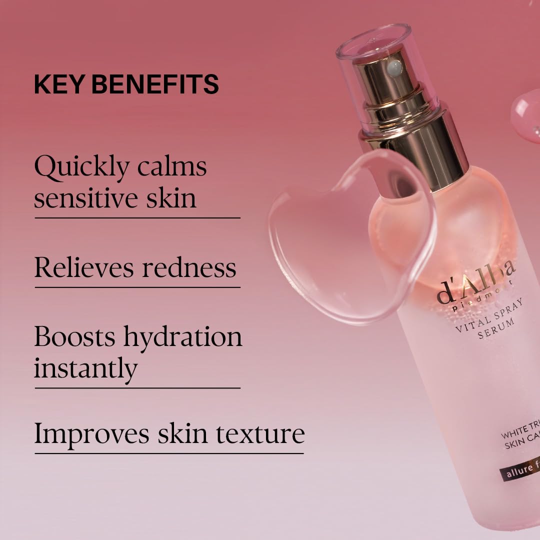 d'alba Piedmont Italian White Truffle Vital Spray Serum, Vegan Skincare, Calming and Hydrating Facial Mist with White Truffles for Red and Sensitive Skin, Glow Serum, Surfactant Free, All in One Care, Korean Skincare - Available at All In One Marketplace Canada