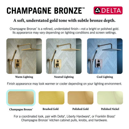 Delta Faucet Modern Raincan 2-Setting Round Shower System Including Rain Shower Head and Handheld Spray Gold, Rainfall Shower System Gold, Shower Valve and Trim Kit, Champagne Bronze 342702-CZ DELTA