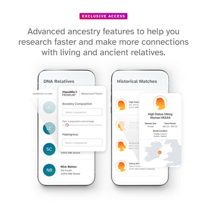 23andMe+ Premium Advanced Ancestry & Health - DNA Test Kit, Personal Genetic Insights, Plus 1-Year Access to Exclusive Health & Ancestry Reports, DNA Kit (Before You Buy See Important Test Info Below) - Available at All In One Marketplace Canada