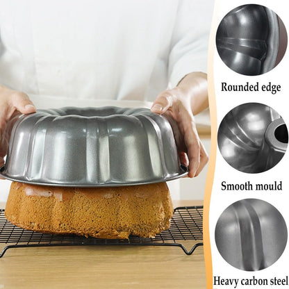 Cake Pans, 26cm/ 10'' Non-Stick Fluted Cake Pan, Heavy Duty Carbon Steel Tube Pan Baking Mold, Perfect Bakeware for Bavarois, Brownie, Jello, Flan, Meatloaf,Pudding (10'') 🍁 All In One Marketplace Canada