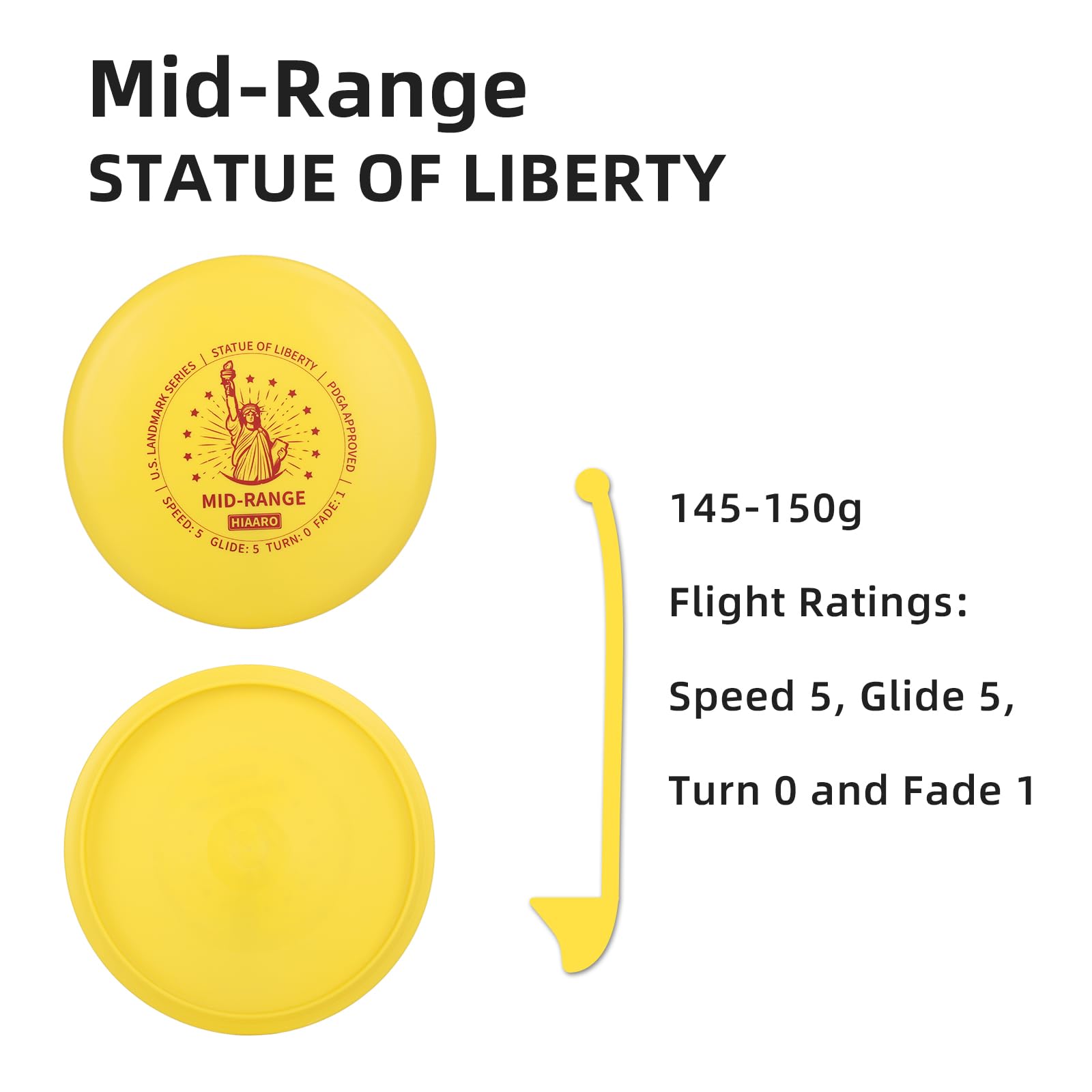 HIAARO Disc Golf Starter Discs Set | U.S. Landmark Series | 150 Class, 145-150g | PDGA Approved | Include 2*Driver 2*Mid-Range 2*Putter 1*Mini Marker - Available at All In One Marketplace Canada