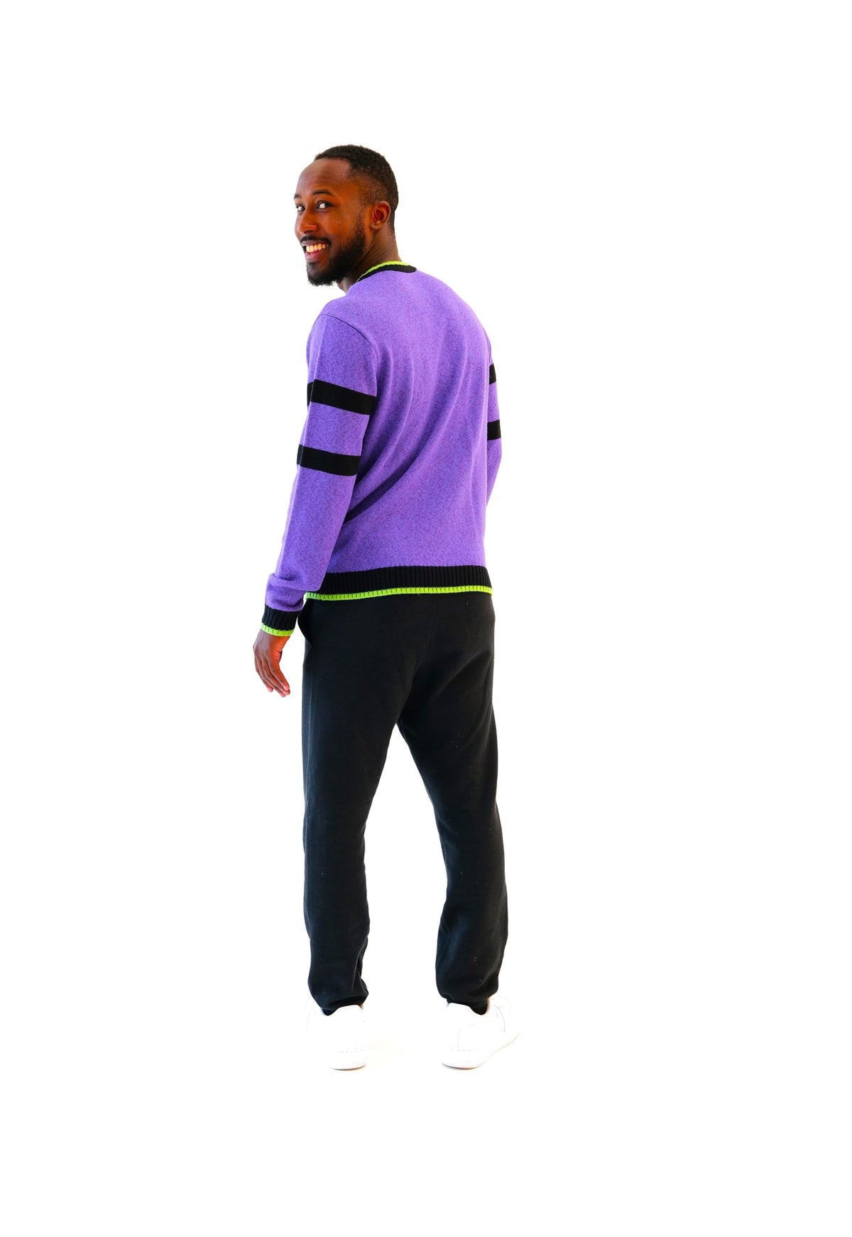 Blizzard Bay Men's Cat in The Graveyard Halloween Sweater, Graveyard Purple, Medium