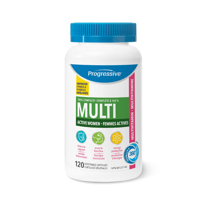 Progressive Advanced Daily Multivitamin for Active Women, with DIM, Chastetree, Maca, and Ashwagandha. Supports Immune Health, Healthy Estrogen Balance, and Energy, 100% Complete, Canadian-Made, 120 Count Progressive