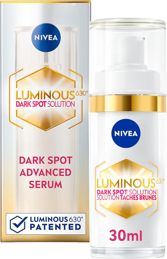 NIVEA LUMINOUS630 Dark Spot Solution Advanced Face Serum for All Skin Types, Dark Spot Serum Visibly Reduces Dark Spots in Just 2 Weeks, Hyaluronic Acid Serum, Dermatologically-Tested Skin Care, 30mL - Available at All In One Marketplace Canada
