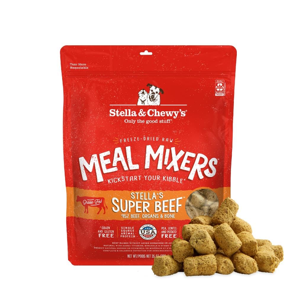 Stella & Chewy’s Freeze Dried Raw Super Beef Meal Mixer – Dog Food Topper for Small & Large Breeds – Grain Free, Protein Rich Recipe – 992g Bag