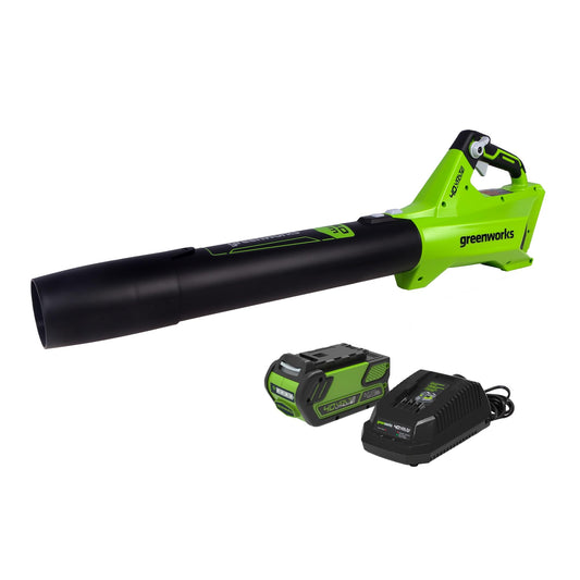 Greenworks 40V Cordless Leaf Blower (125 MPH /450 CFM) / Turbo Mode Electric Jet Blower, High Power, Lightweight & Quiet for Yard Patio Debris Leaves Dust Cleanup, Includes 2.0 Ah Battery & Charger - Available at All In One Marketplace Canada