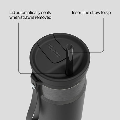 Contigo SnapSeal 24 oz Water Bottle w/Carry Strap & Reusable Straw | Vacuum-Insulated Stainless Steel for Hot & Cold Drinks | Spill-Proof Lid | BPA & Lead-Free | Dishwasher Safe 🍁 All In One Marketplace Canada