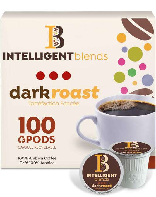 Intelligent Blends Dark Roast Coffee Pods, 100 Count Single Serve – 100% Arabica