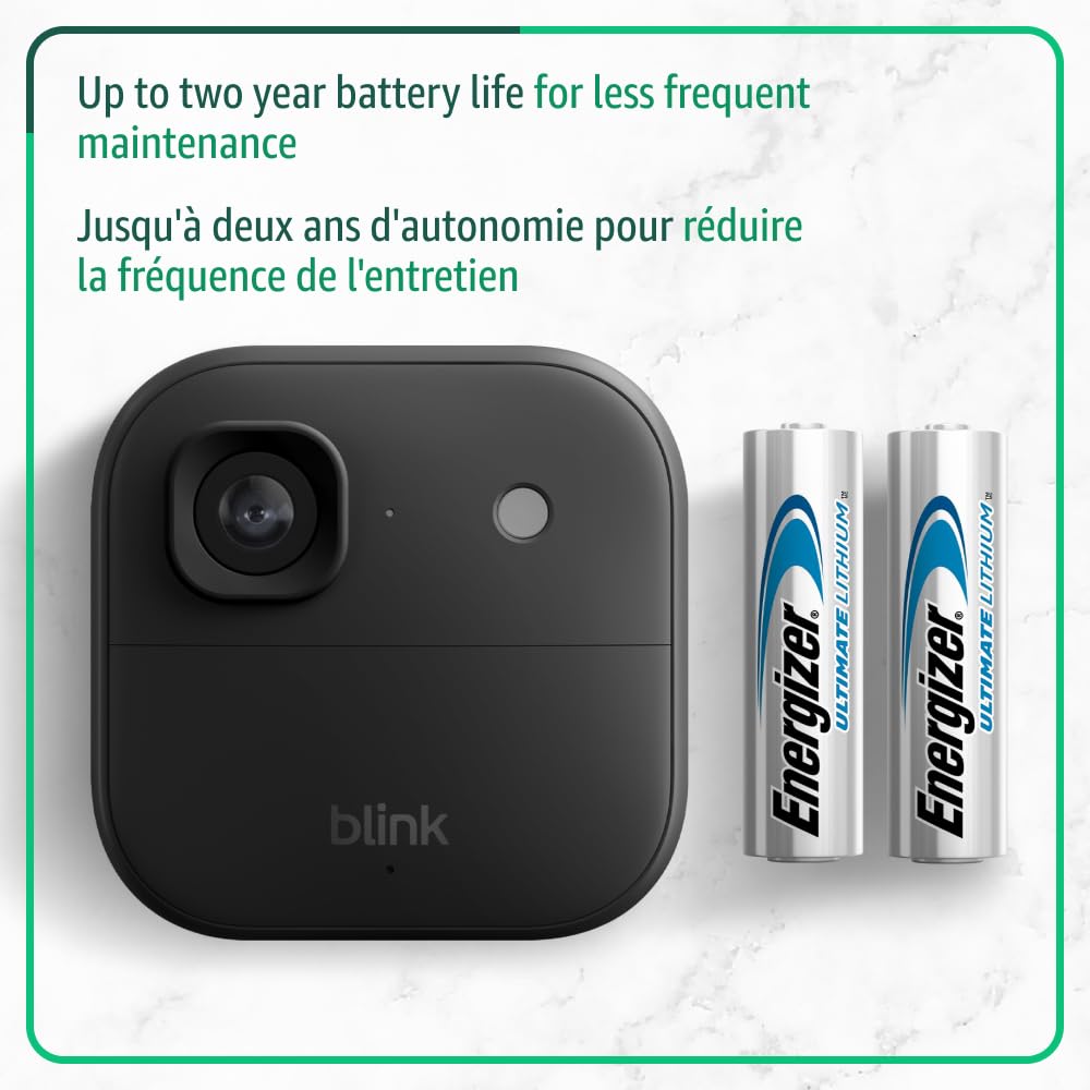 Blink Outdoor 2K+ (newest model) — Wireless smart security camera, 2K video resolution, enhanced audio, two-year battery. Sync Module Core included — 2 camera system (Black)